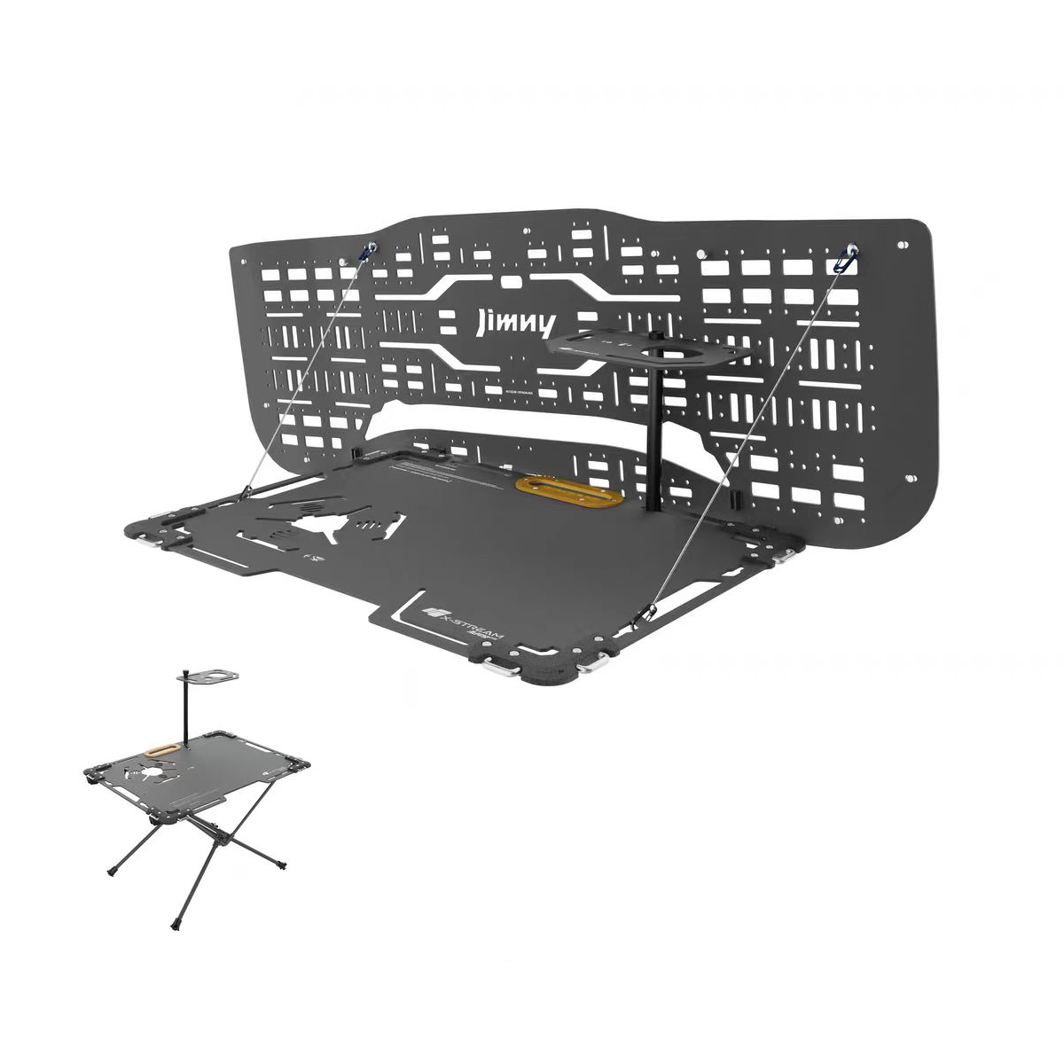 X-STREAM Suzuki Jimny Tailgate Rack, Storage Rack, Tailgate Table, Rear Door Table, Tactical Expansion Panel, Cargo Shelf Bracket, Interior Accessory, Outdoor Gear, Foldable, Custom Fit Fourth-generation Jimny models Triangle stove table model